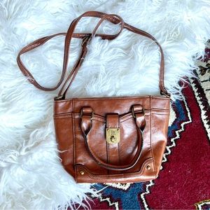 Brown Faux Leather Crossbody Bag